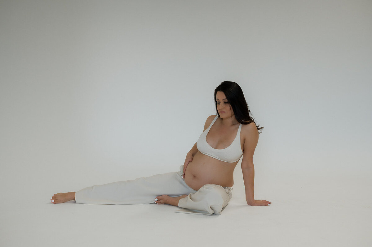 mom in studio during family session