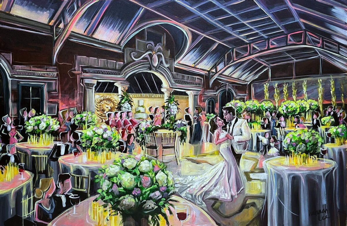 NY Live Wedding Painting first dance at The Bronx Zoo wedding reception - Cannistraci-Mondrone