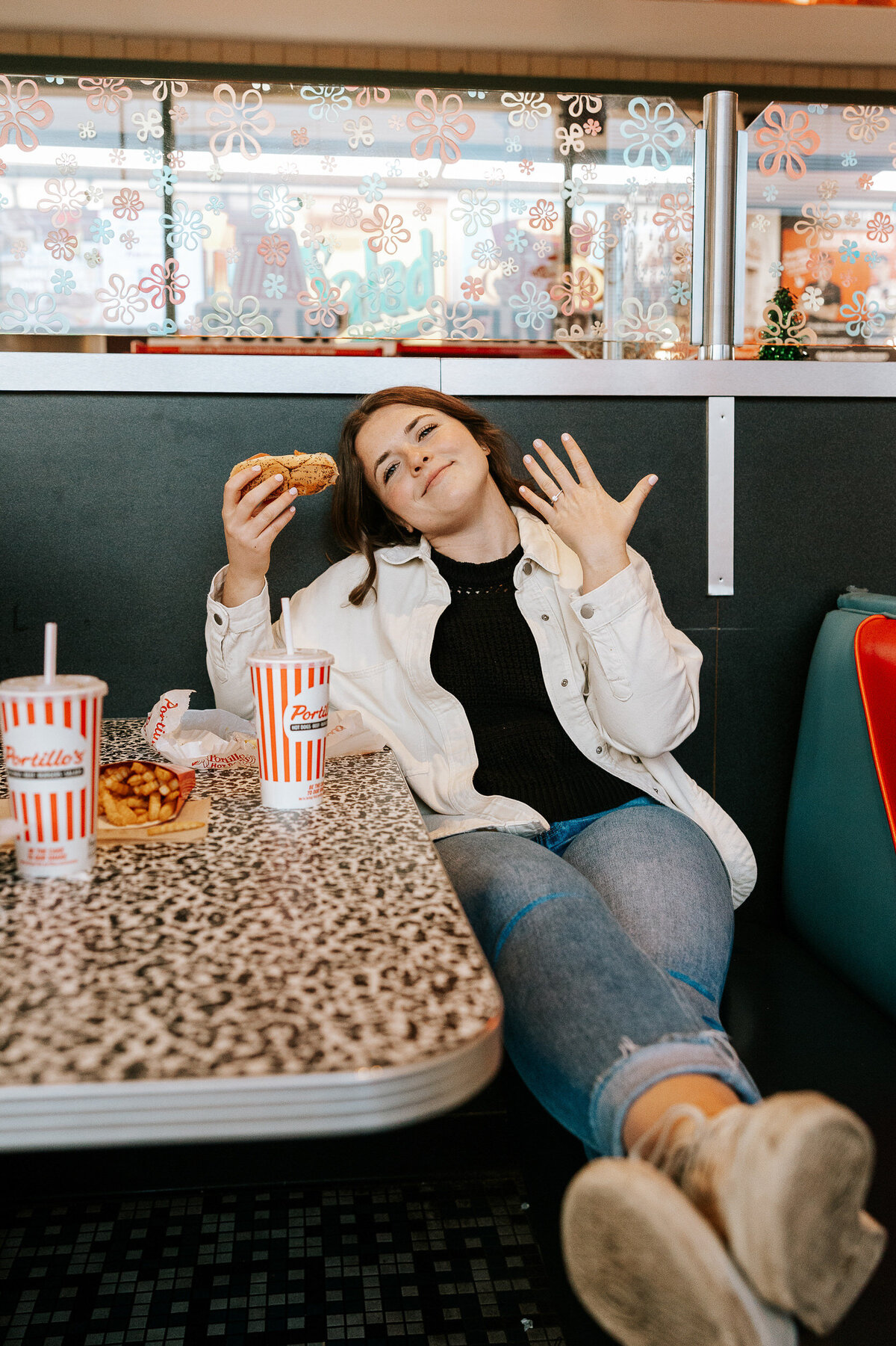 creative fun chicago flash engagement photos at Portillos Hotdogs-29-home