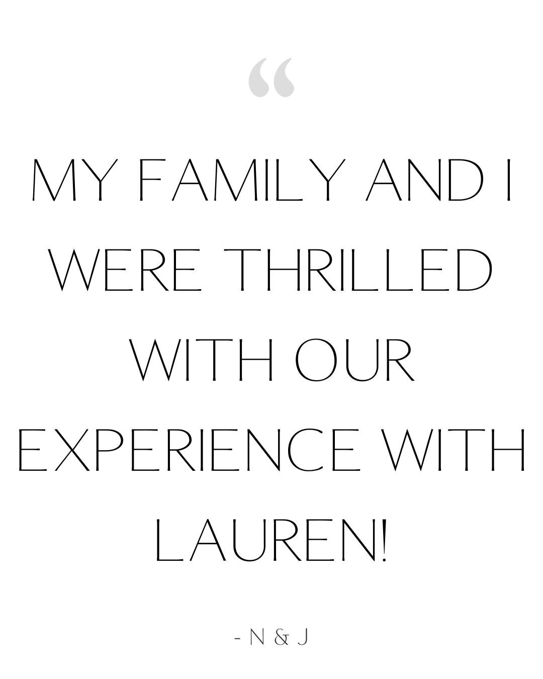 My Family and I were thrilled with our experience with Lauren quote by client of Lauren Bounds Colorado Springs Newborn Photographer