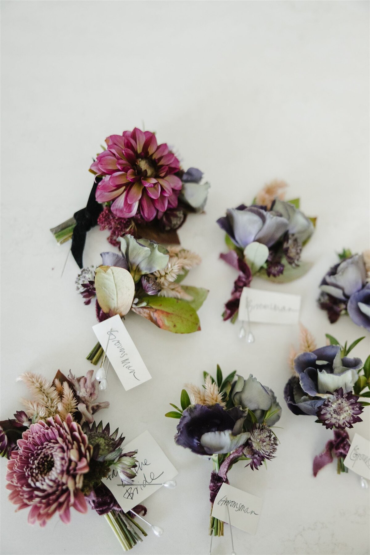 Purple flower Boutonnières