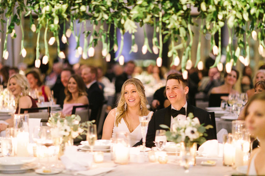 Langham Chicago Wedding with Suspended Greenery Centerpieces_13