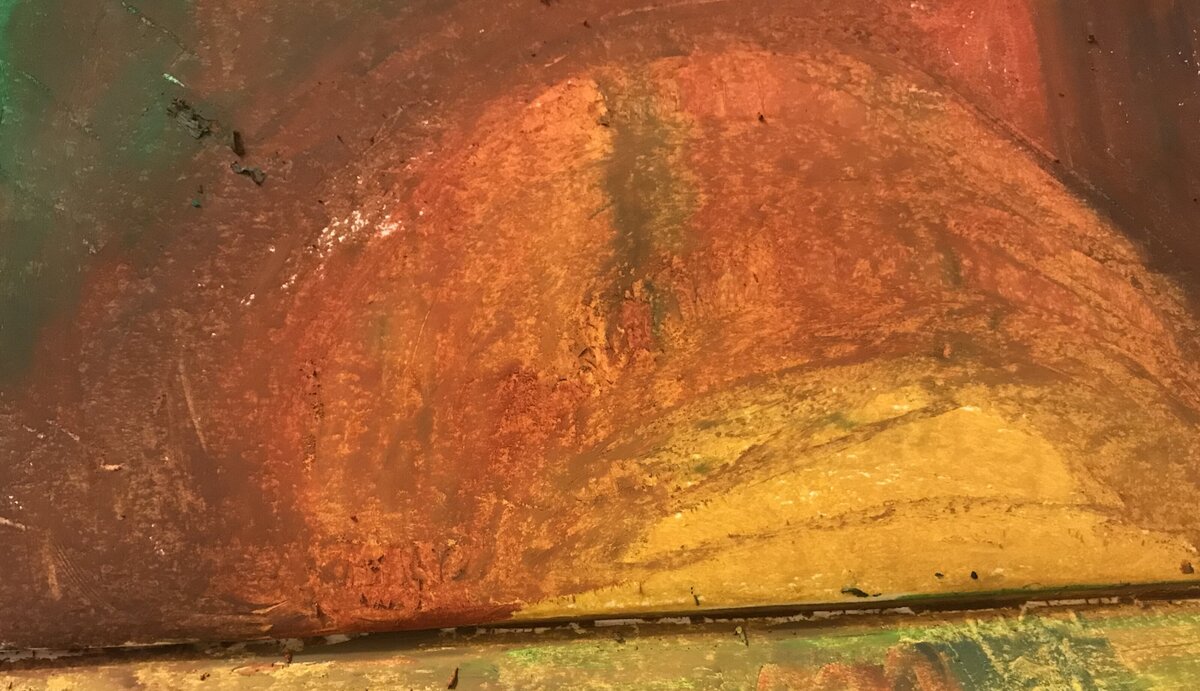 Close up of abstract mixed media artwork