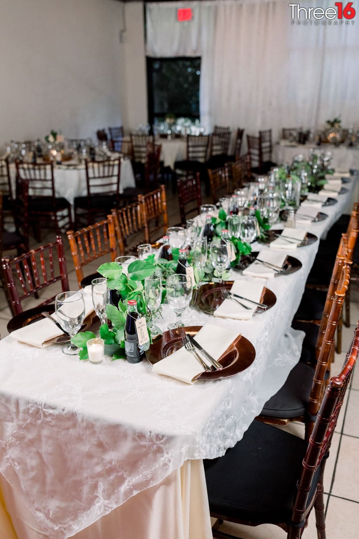 Table setup for a wedding reception