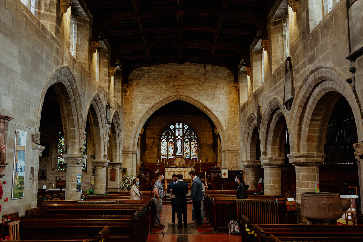 wedding inside All saints church in Youlgreave