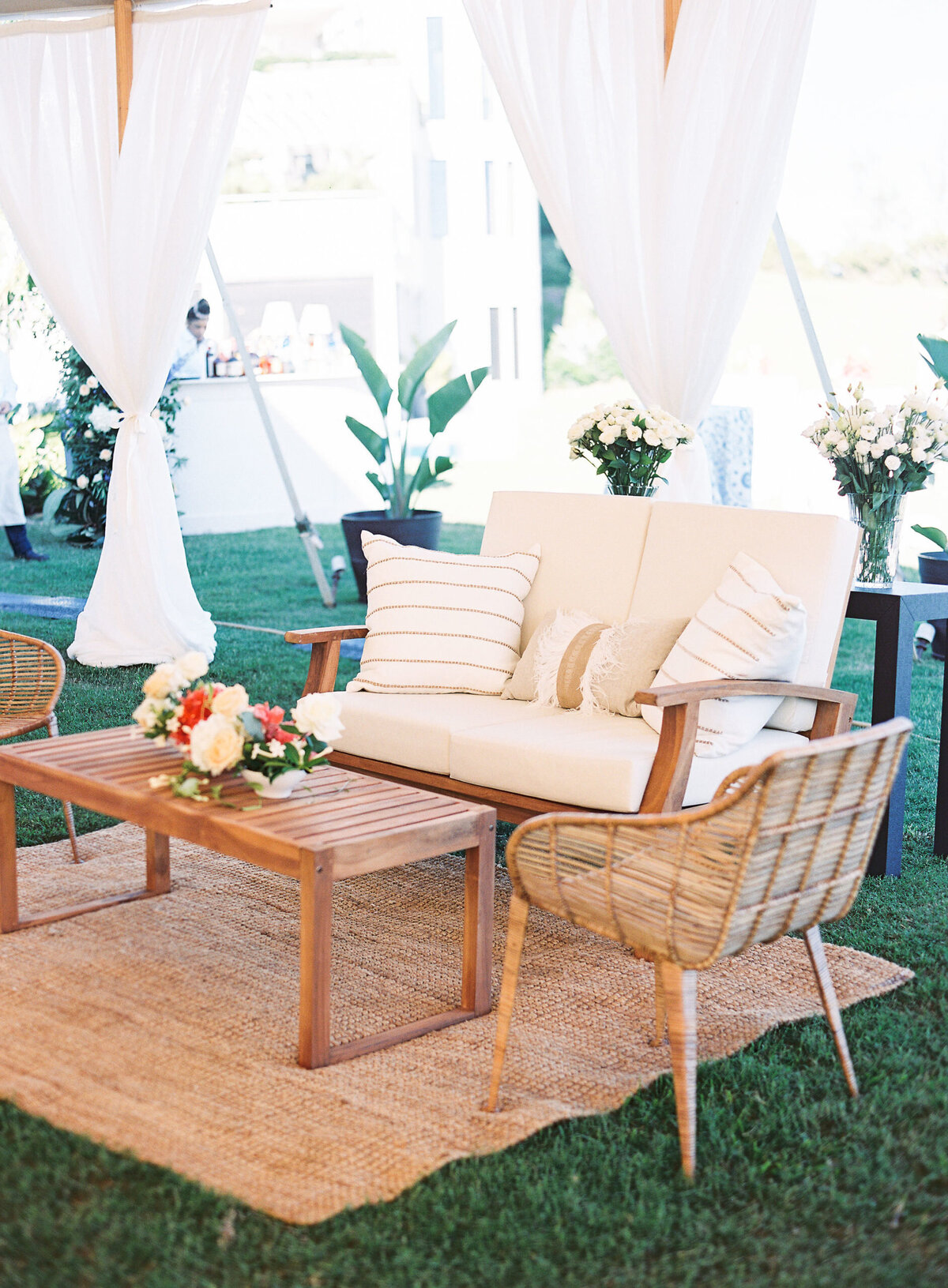 Wicker Lounge Furniture Rentals - Weddings and Events - Big Fish Events
