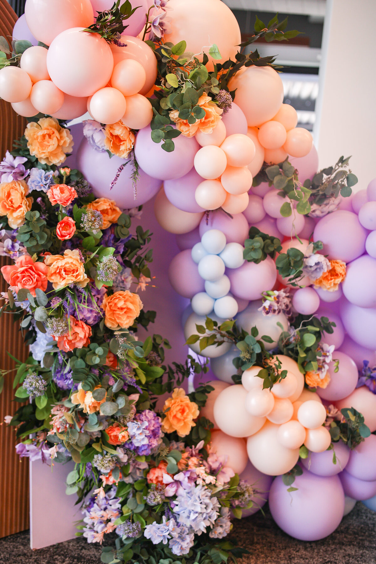 colorful balloon and floral display in Atlanta Georgia by branding photographer Amanda Richardson Photography