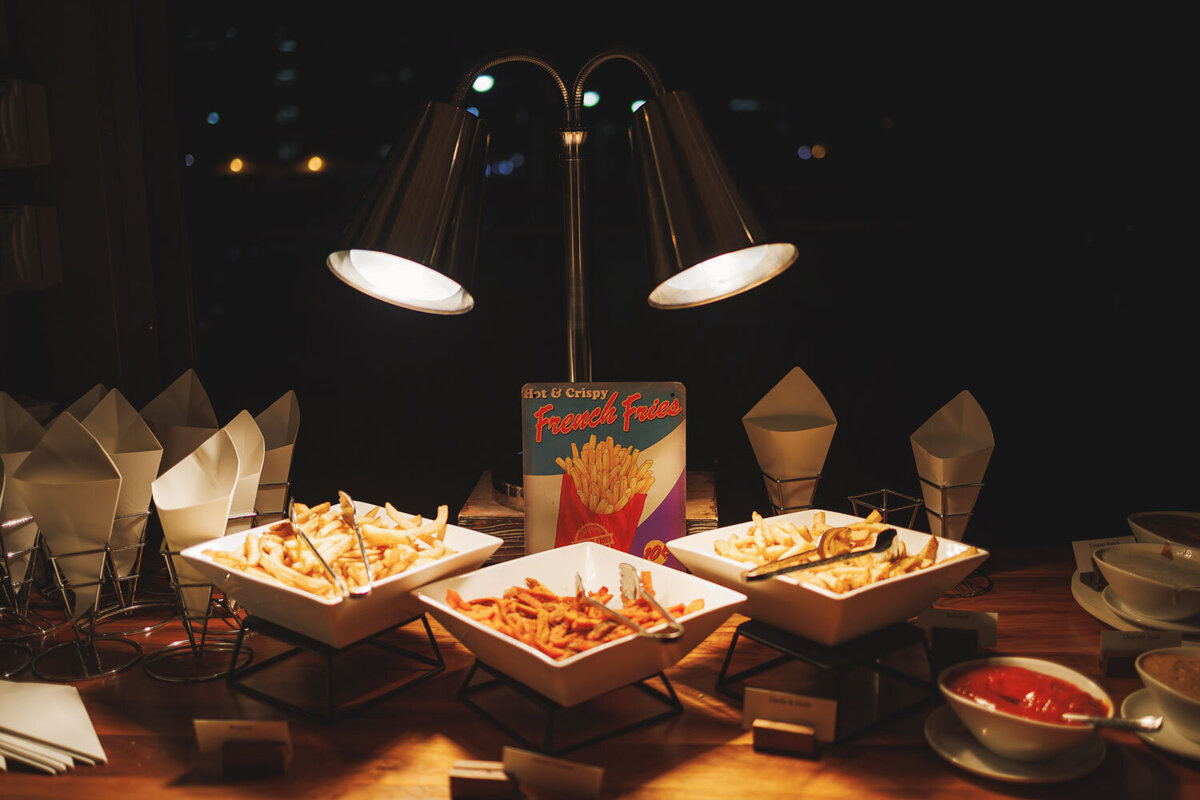 Wedding snacks in a square plate