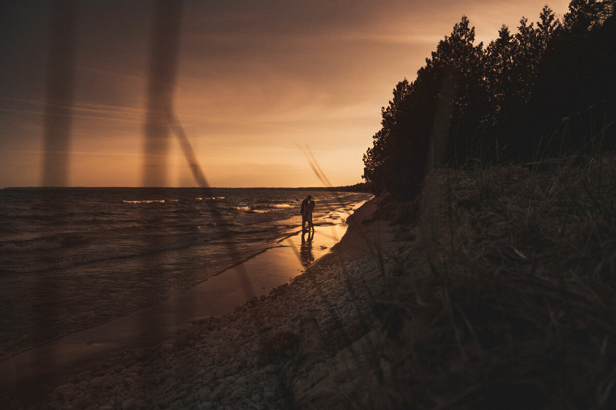 Sunset Wedding Photo at Lake Michigan