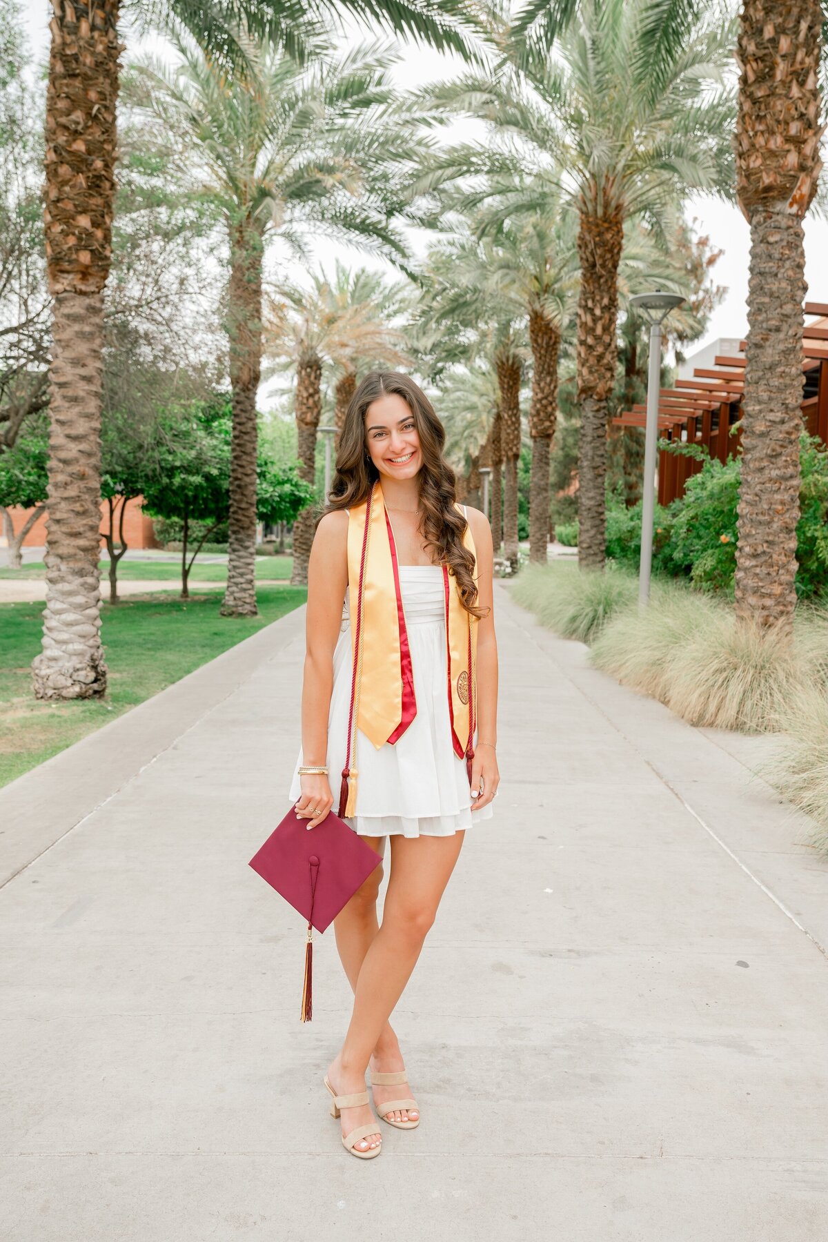 senior girl on palm walk at ASU 