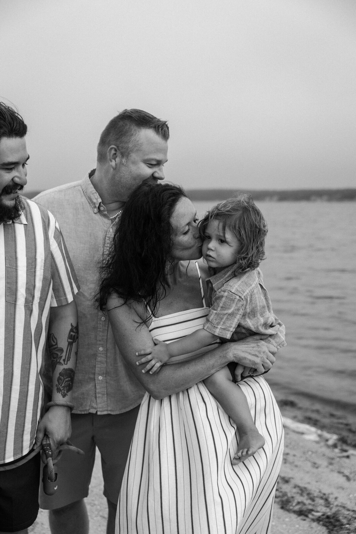family on beach