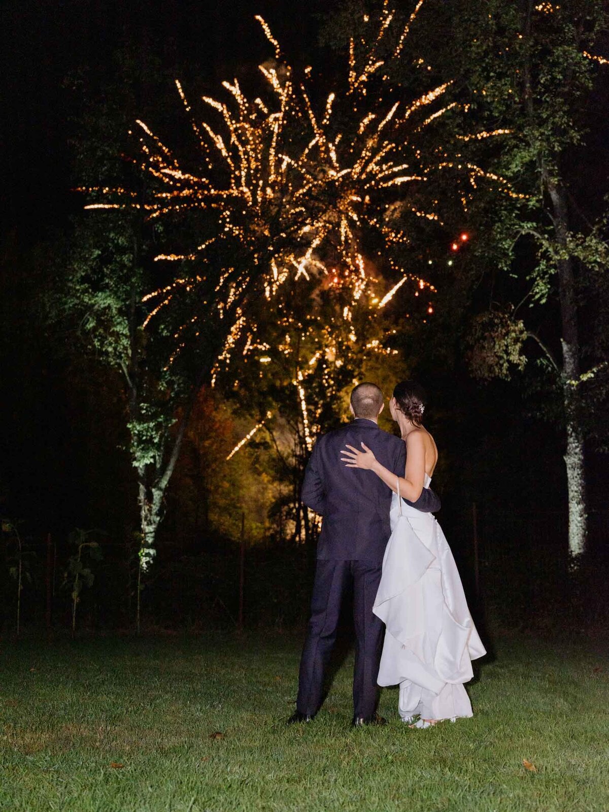 Fireworks to end the reception at private estate wedding.