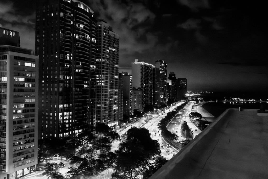 Chicago skyline after dark