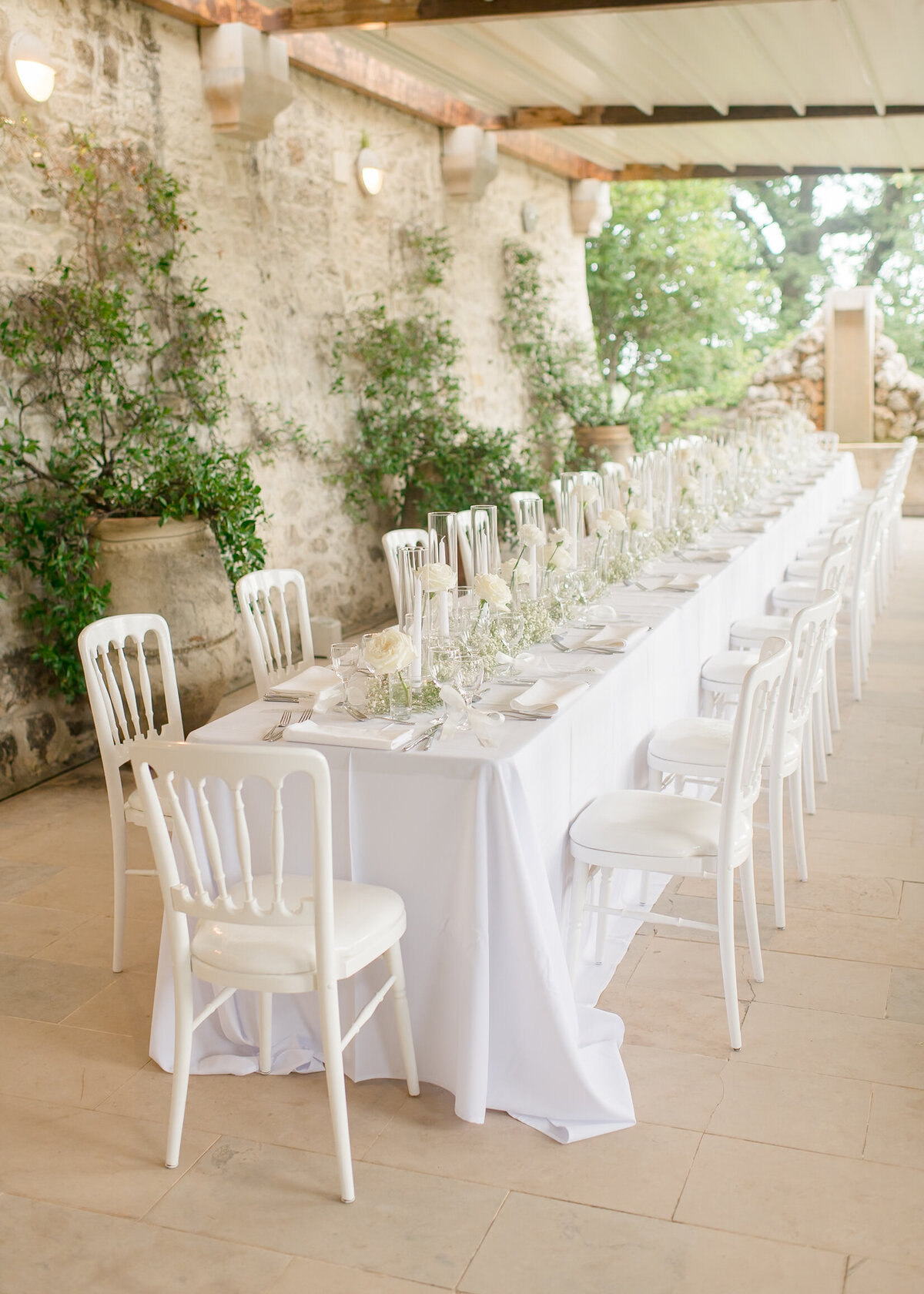 photo of the reception table at a chateau wedding