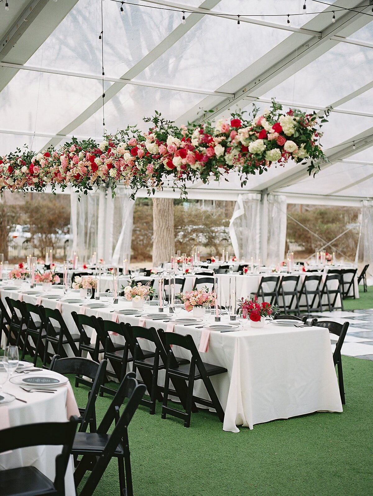 hanging-flower-install-woodbine-mansion-clear-tent