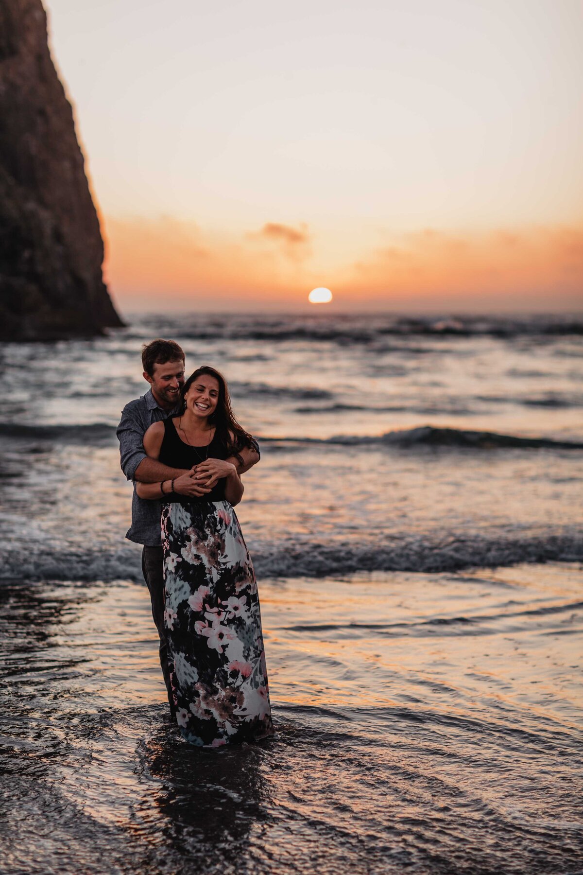 Adventure engagement session at Cannon Beach in Oregon photographed by Magnolia and Ember.