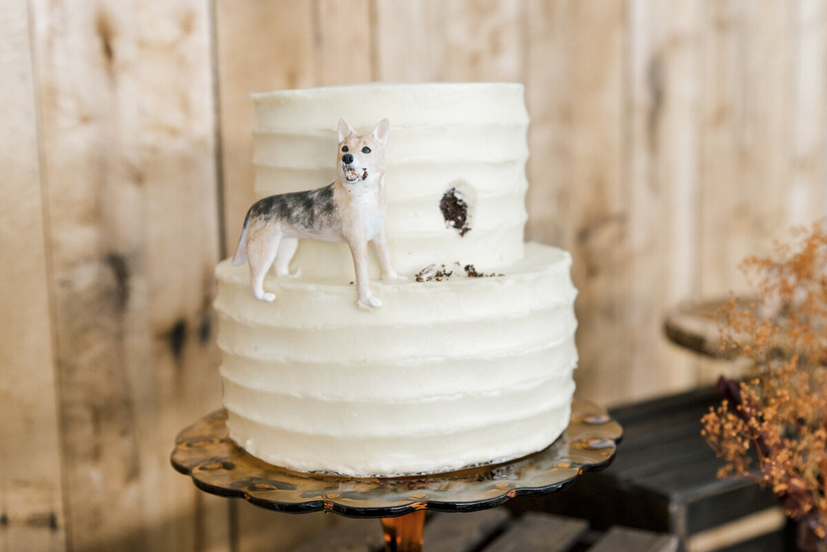 wedding cake with dog figurines