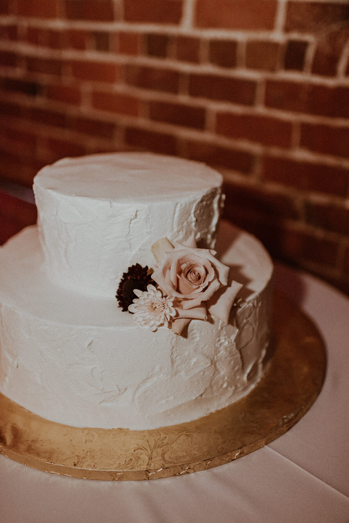 Simple modern blush floral wedding cake by Boston Florist, Prose Florals
