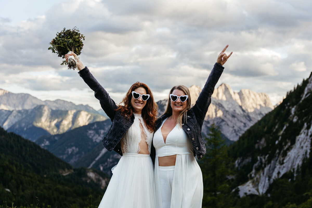 Romantic couple mountain elopement Slovenia