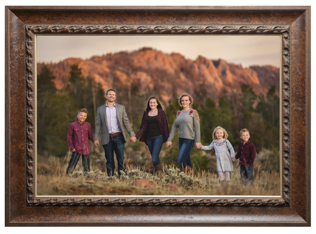 Picture of family at sunset near Laramie in the mountains.