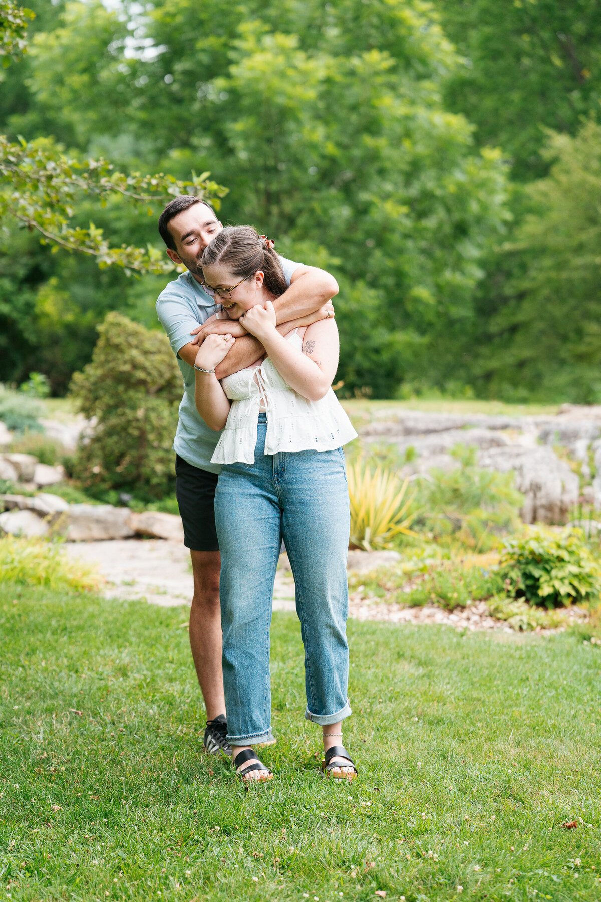 Massachusetts engagement photos at Acton Arboretum during sunset with romantic storytelling.