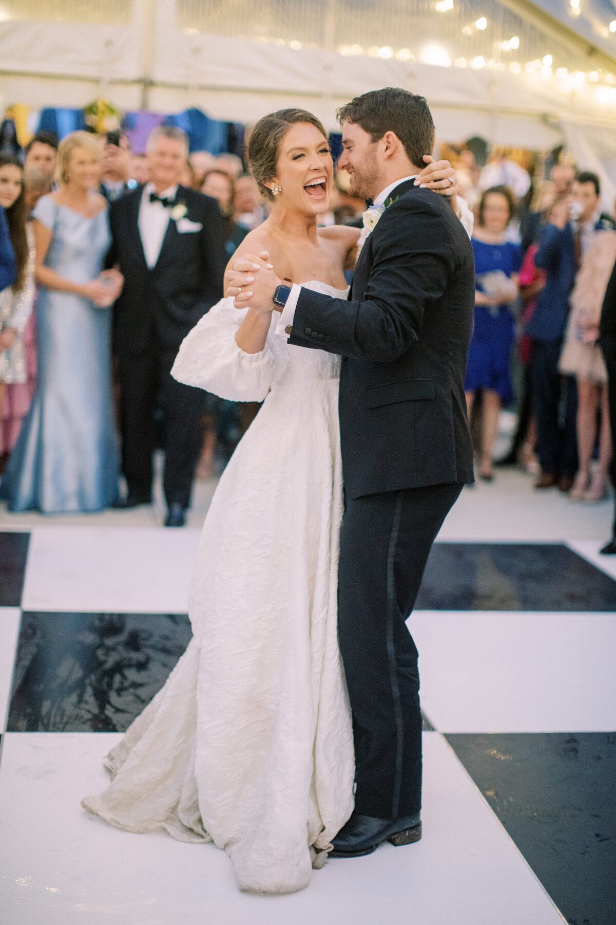 Bride and groom have their first dance