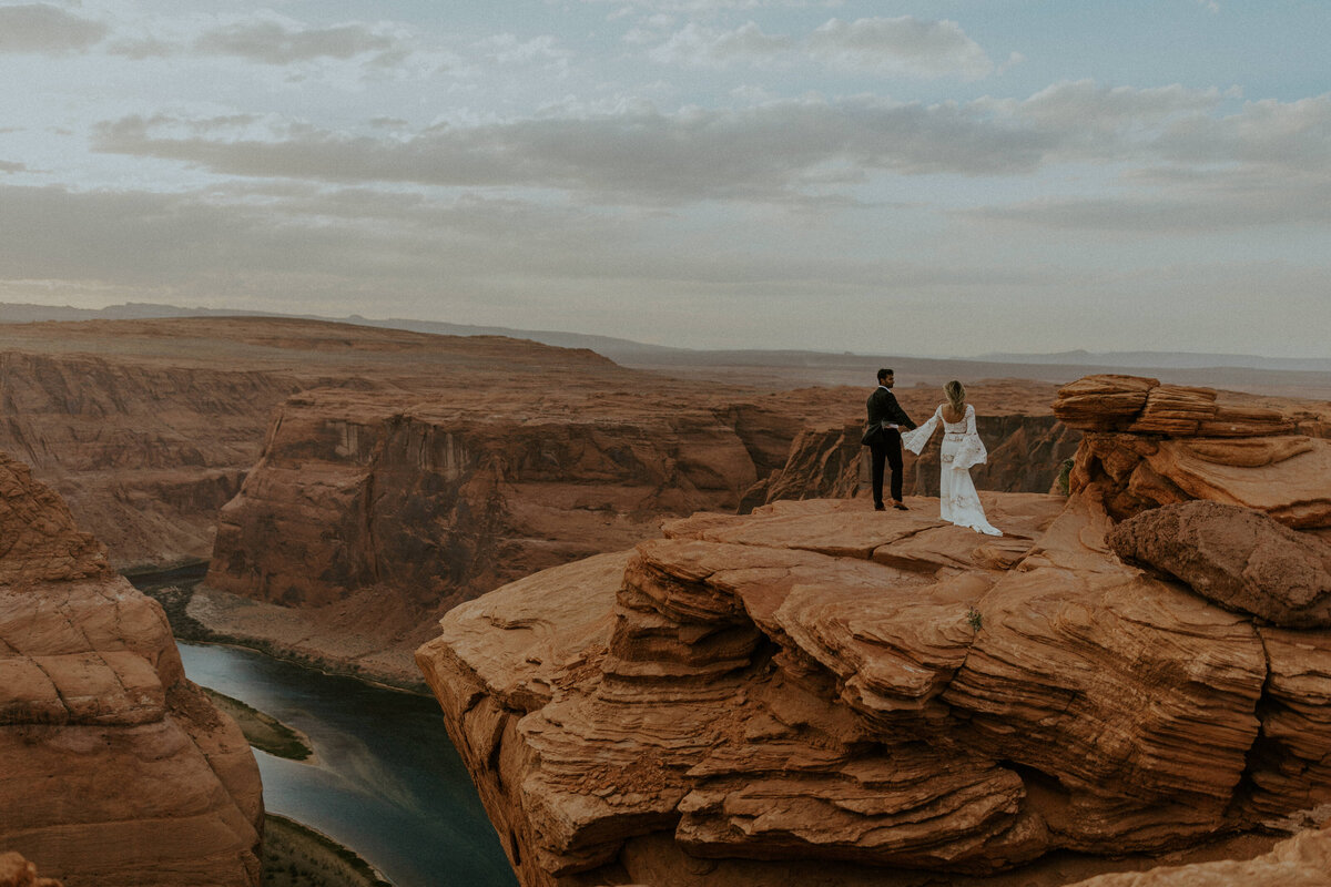 Alexis and Suraj Horseshoe Bend Boho Elopement at Sunset-28