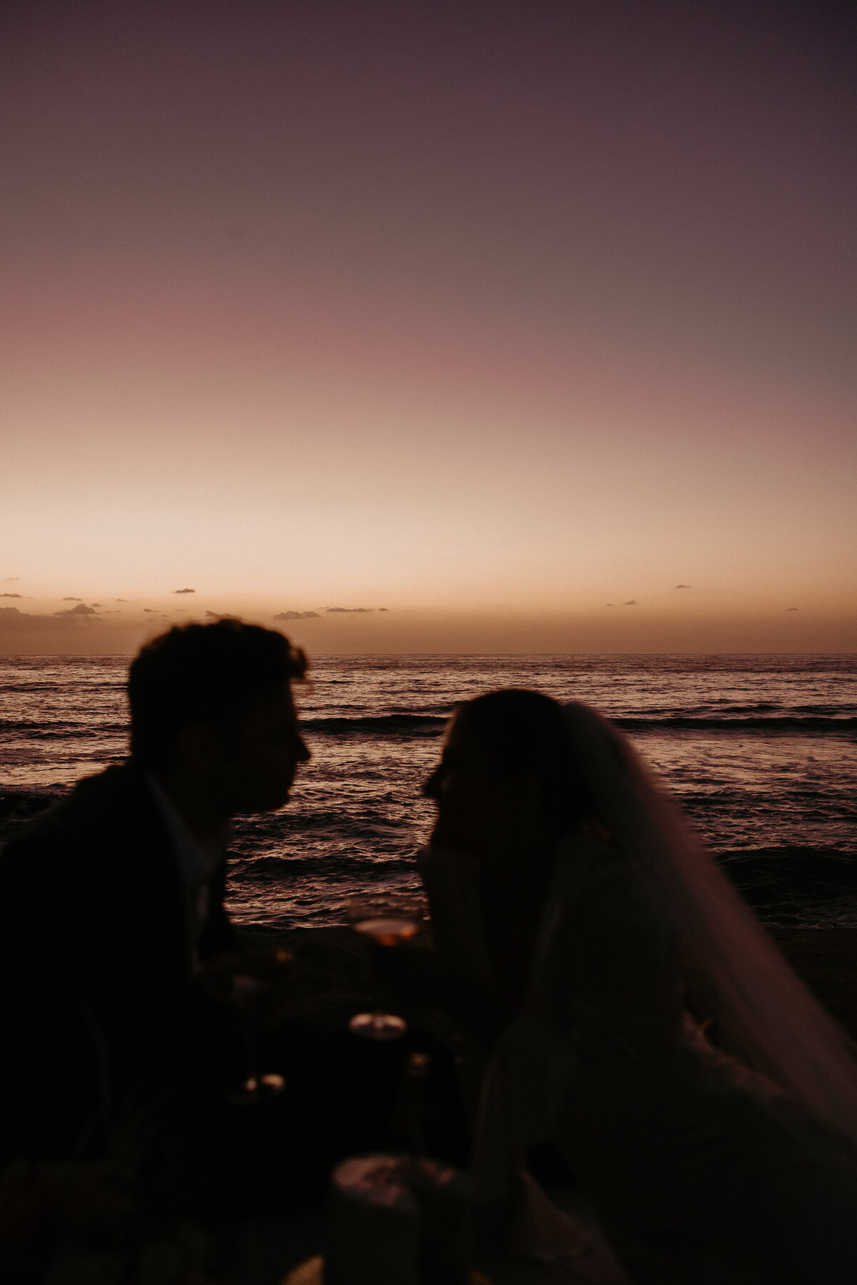 Bride and Groom silhouette during Sunset at California Sunset Cliffs