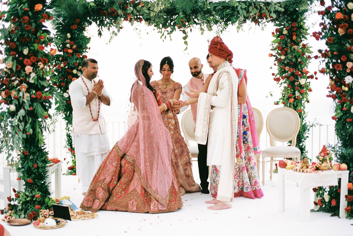 35mm film wedding photo from an asian wedding  in sorrento hindu ceremony