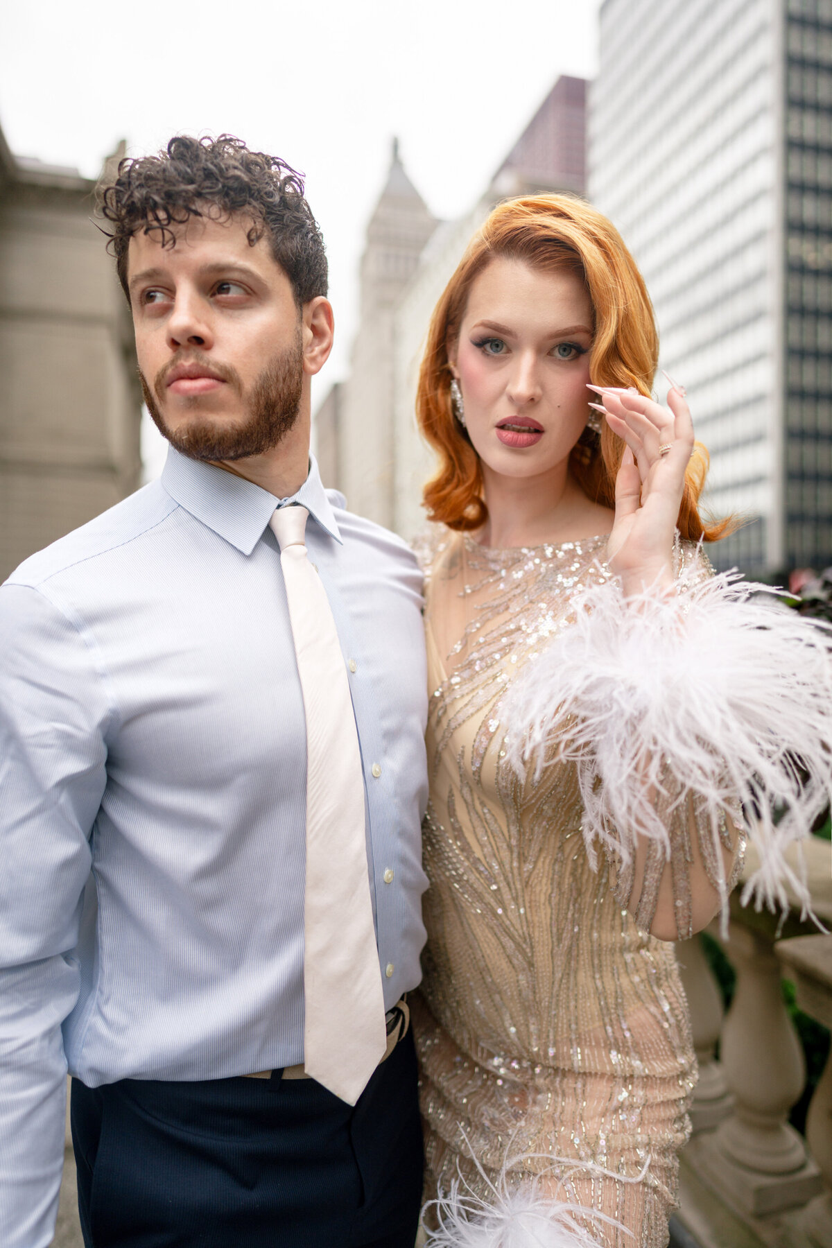 Berlez-Aspen-Avenue-Chicago-Wedding-Photographer-Glam-Atelier-Clair-De-Lune-Vintage-Bob-Mackie-Sheer-Beaded-Gown-Luxury-Engagement-Art-Institute-of-Chicago-South-Garden-31