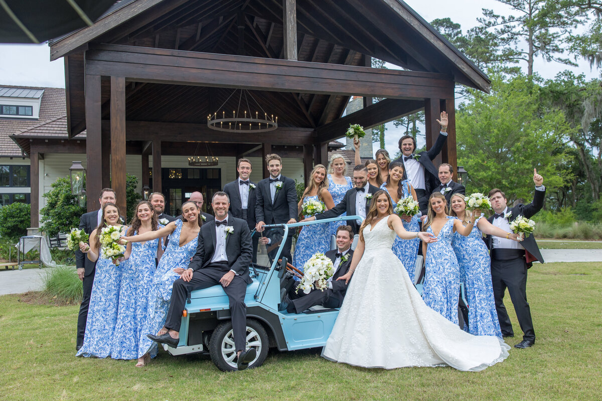 Wedding Party with Moke Car at Forbes Farm St Simons Island