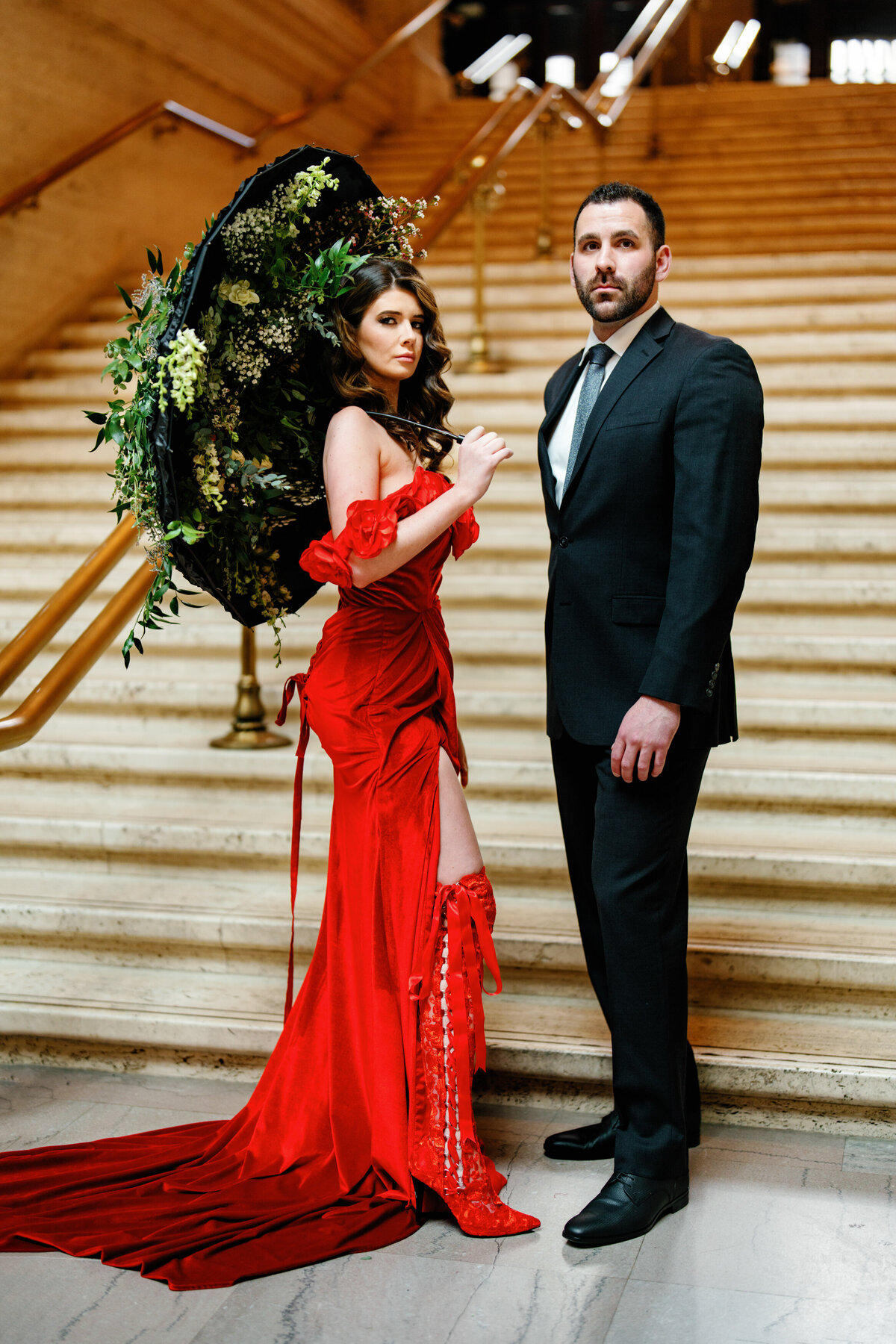 Aspen-Avenue-Chicago-Wedding-Photographer-Union-Station-Chicago-Theater-Engagement-Session-Timeless-Romantic-Red-Dress-Editorial-Stemming-From-Love-Bry-Jean-Artistry-The-Bridal-Collective-True-to-color-Luxury-FAV-1