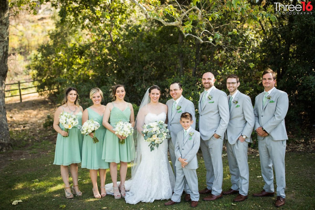 Bride and Groom pose with their bridal party