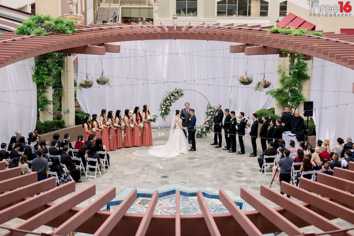 Aerial photo of wedding ceremony at the NOOR