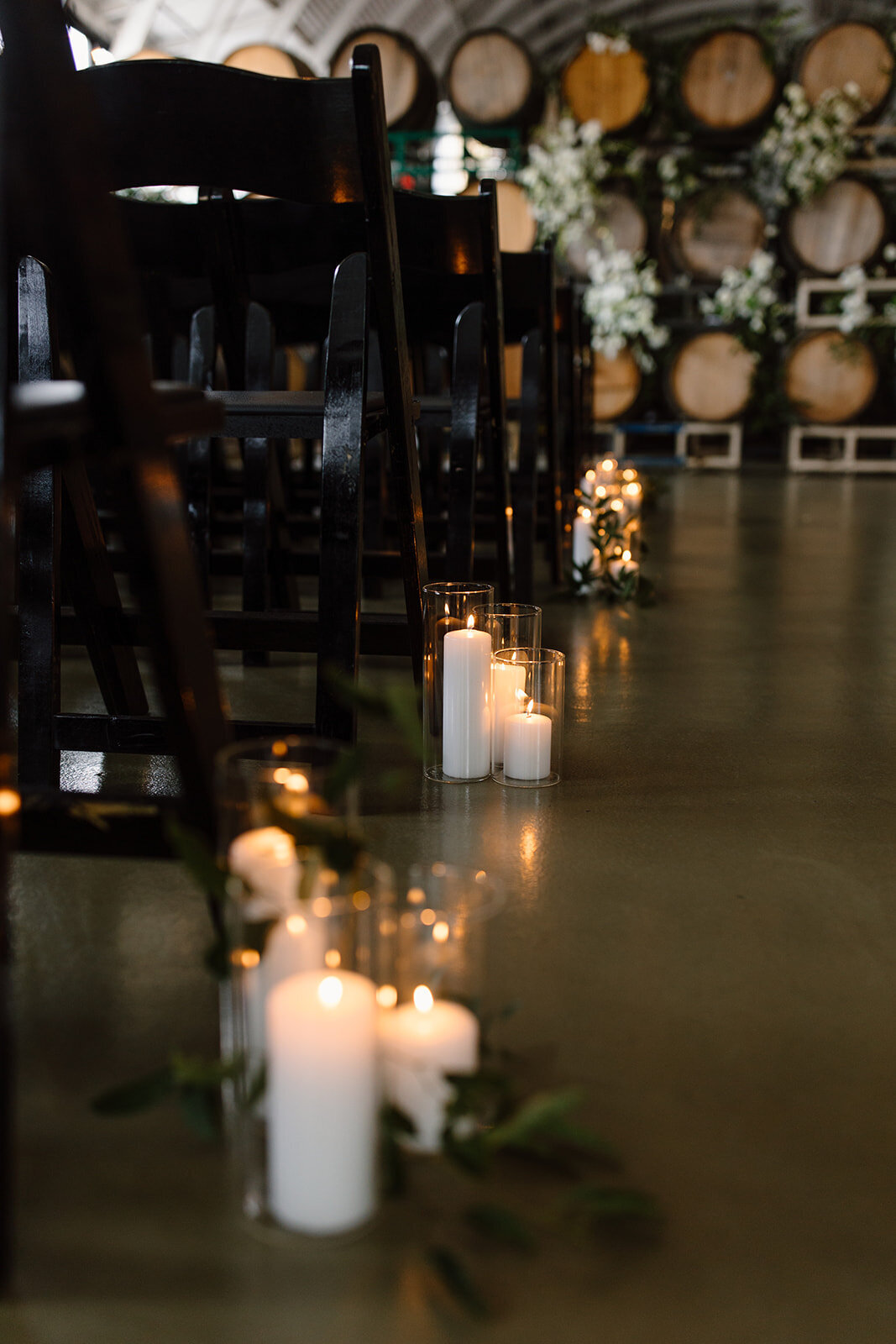 candles down aisle wedding