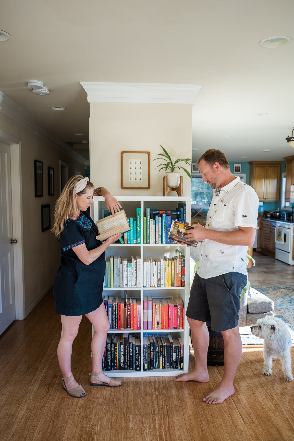 Couple reads in their house