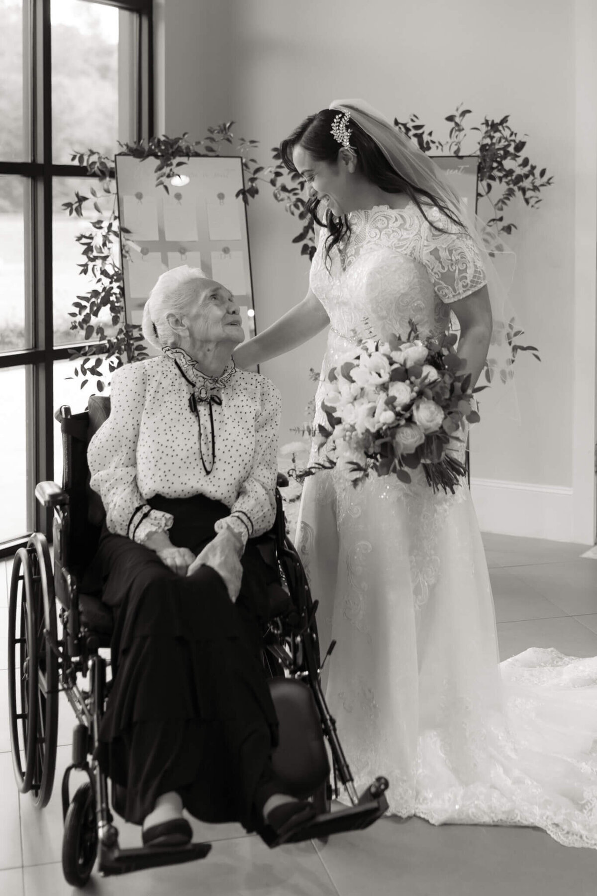 bride and her grandma sharing a moment