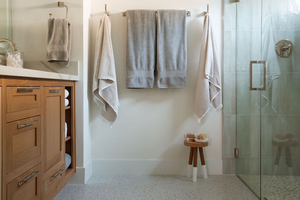 Primary bathroom with glass shower