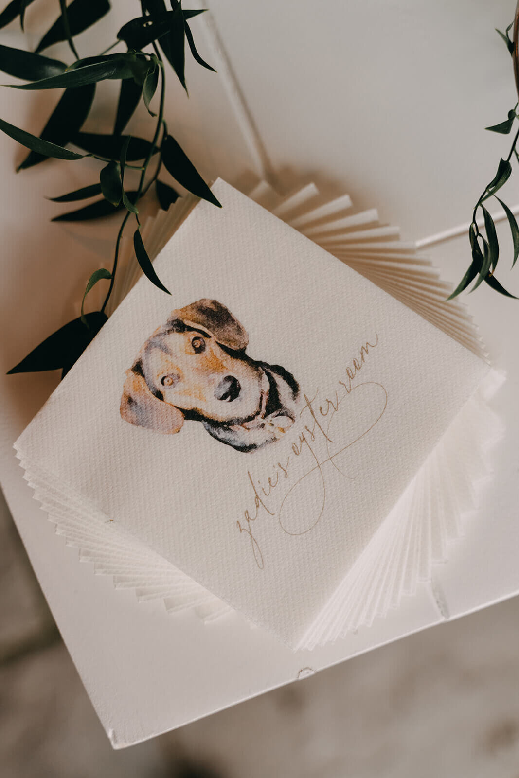60.custom-wedding-cocktail-napkin-poeme-dog-illustration
