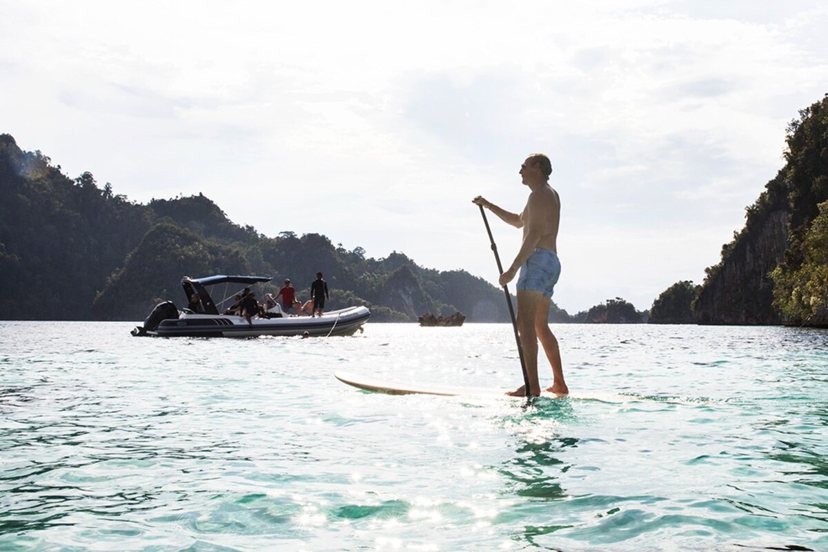 Aqua Blu_Excursions_Paddleboarding_01 Luxury Yacht Charter Indonesia