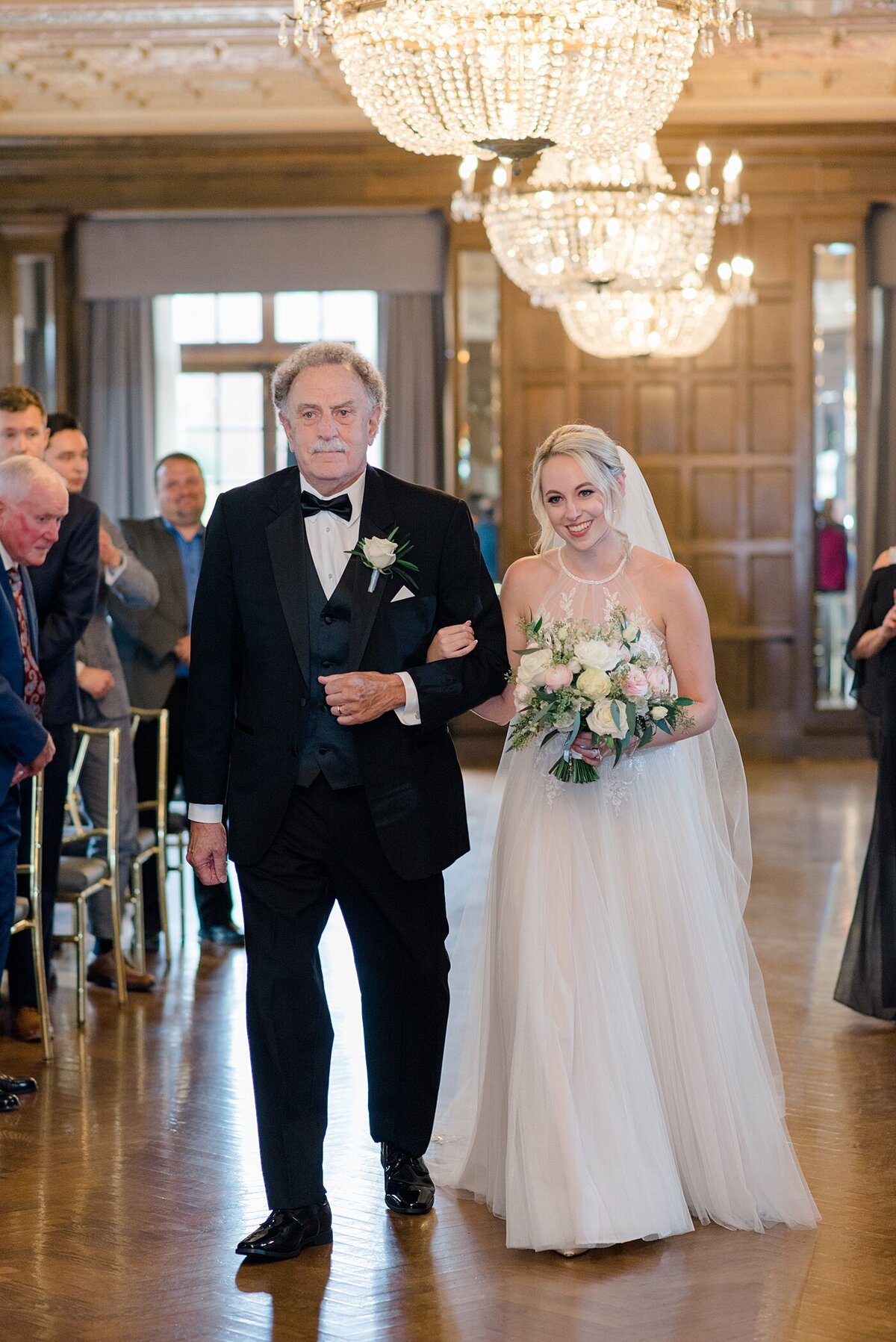 Father of Bride walks daughter down aisle photographed by Ohio Wedding Photographer