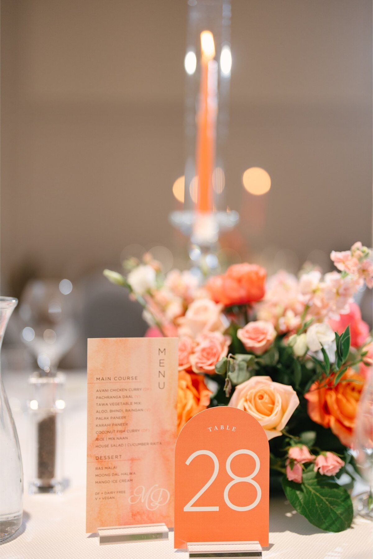 Peach Menu+Table Number M+D G Designers 3
