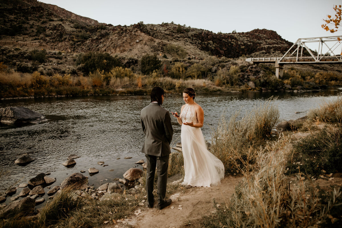 bride and groom saying vows in New Mexico