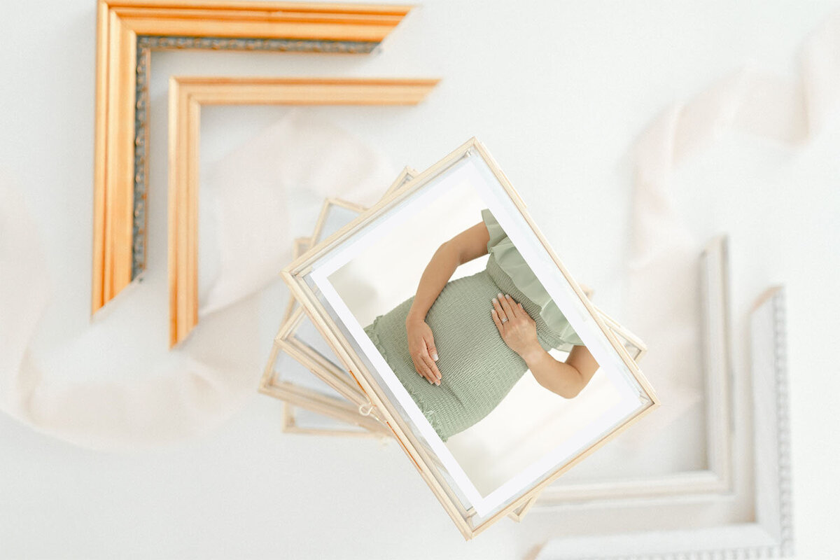expecting mom's belly on a printed photo