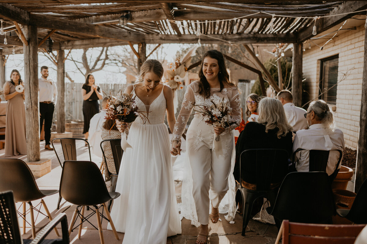LGBTQ+ intimate ceremony with two brides