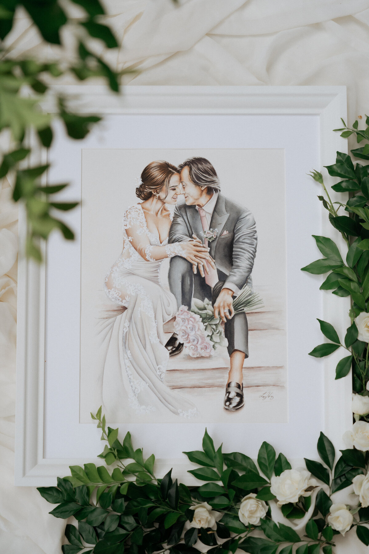 close-up-romantic-wedding-portrait-illustration