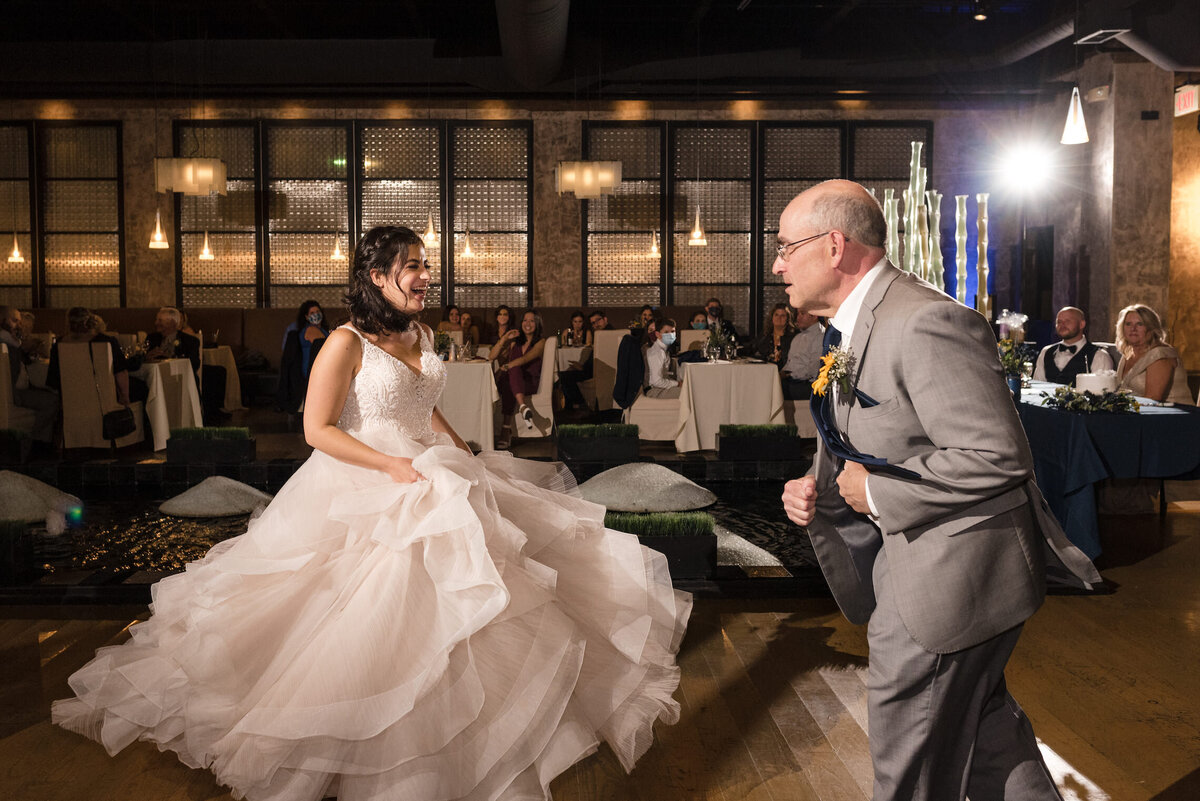 Bride and her father share a fun, fast-paced first dance
