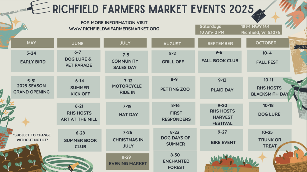 Image of the events calendar for the local market, listing upcoming activities, vendor schedules, and special event dates.