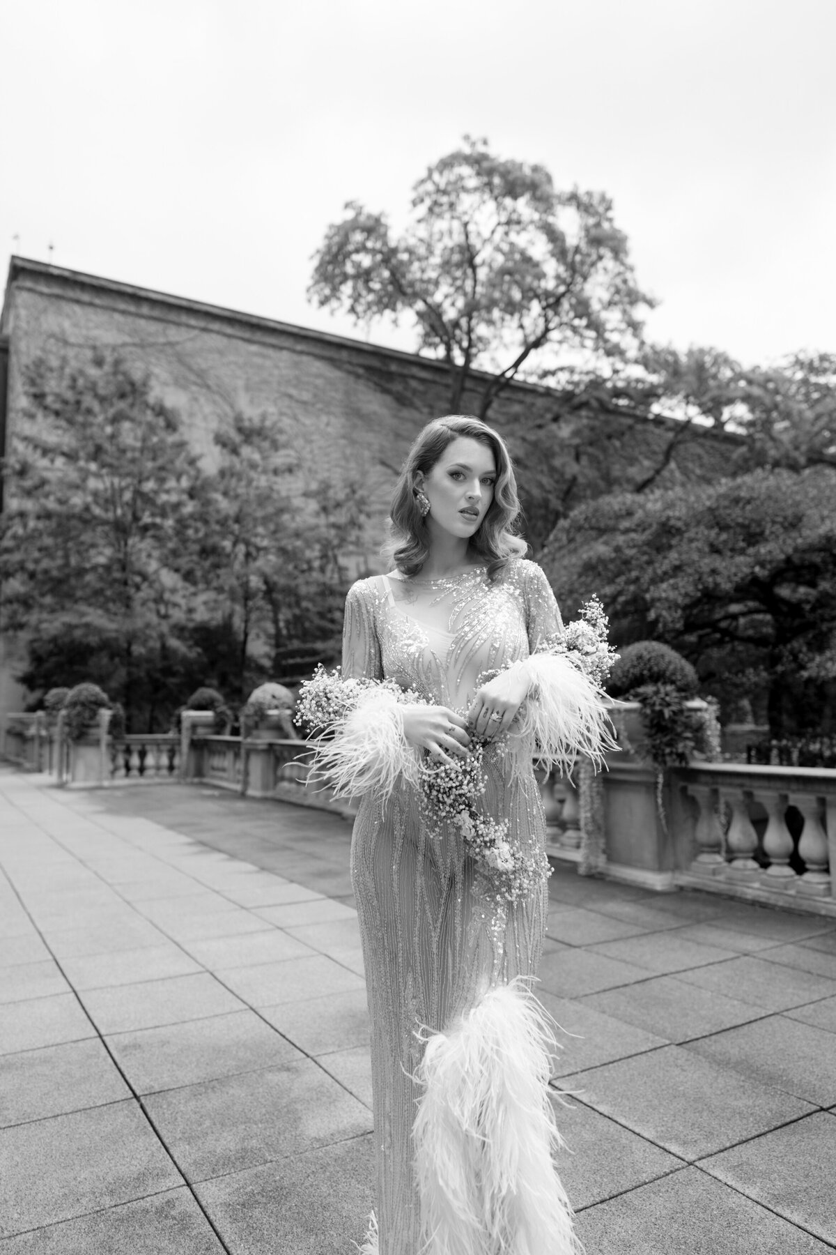 Berlez-Aspen-Avenue-Chicago-Wedding-Photographer-Glam-Atelier-Clair-De-Lune-Vintage-Bob-Mackie-Sheer-Beaded-Gown-Luxury-Engagement-Art-Institute-of-Chicago-South-Garden-42