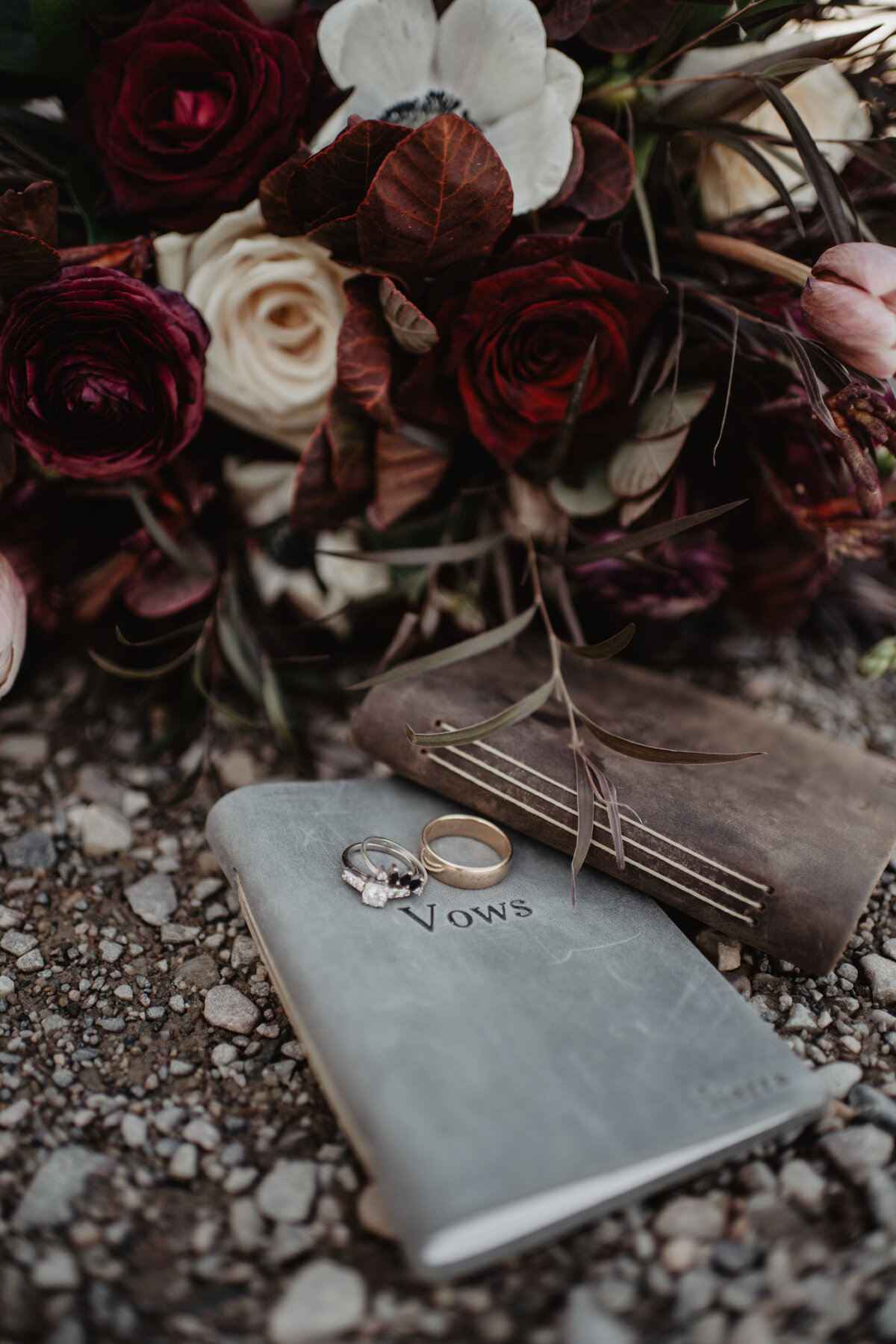 Jackson Hole Photographers capture wedding details with rings and vow books